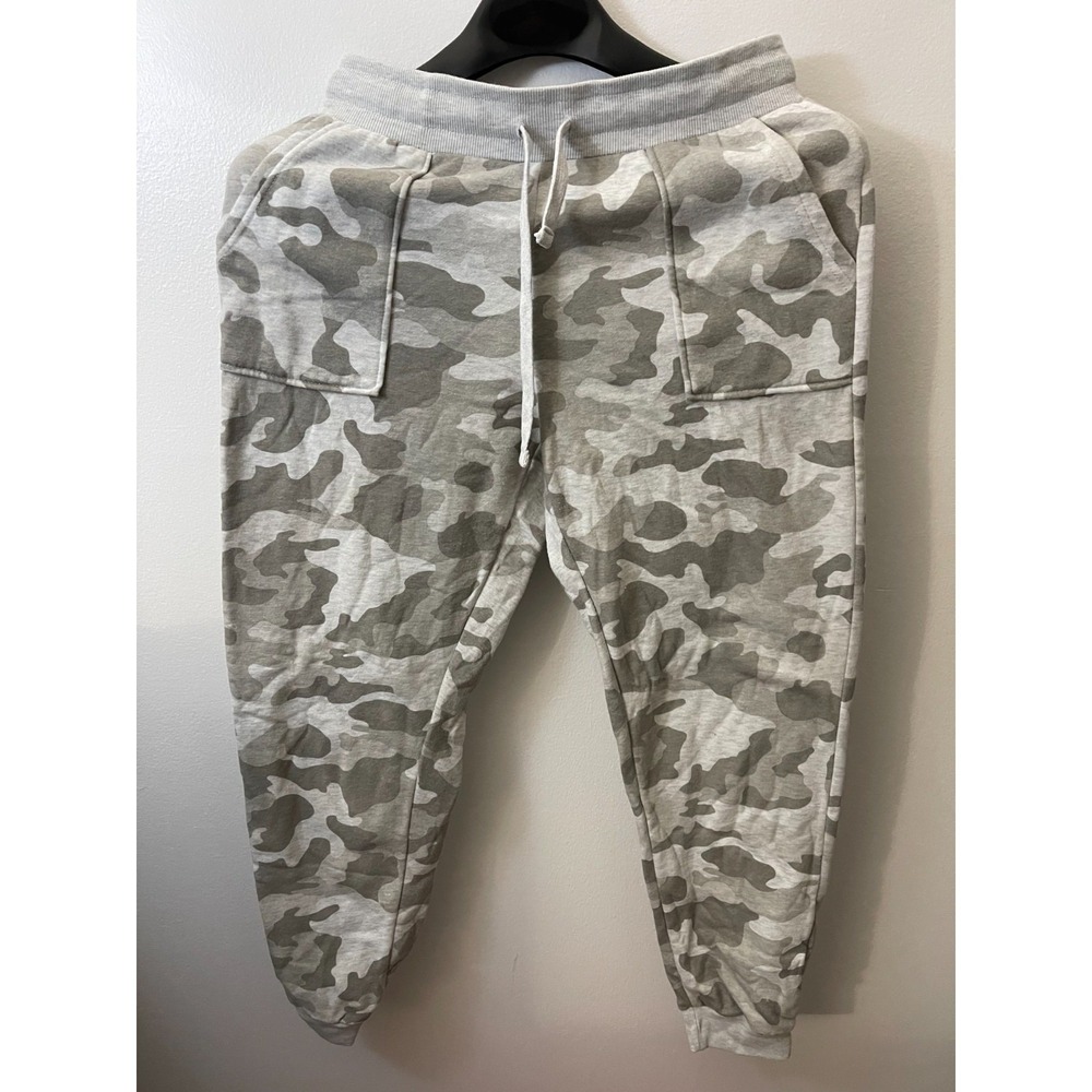 Pink Rose Grey Camo Fleece Lined Joggers Womens Medium Drawstring Pockets